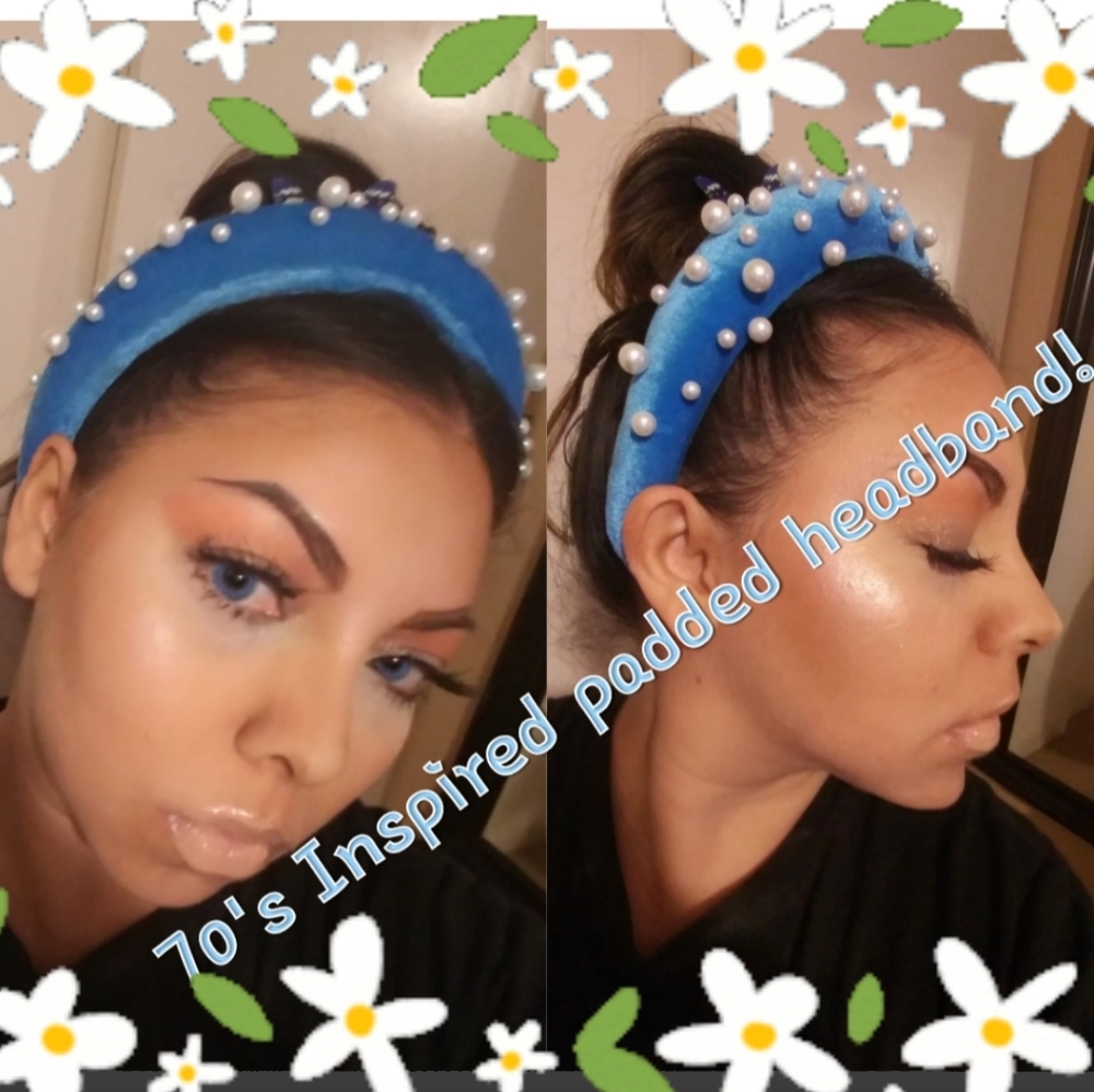 Baby Blue Headband/Pearl embellishment